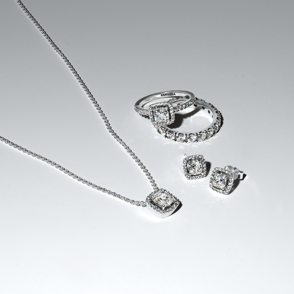 Pandora Timeless 925 Sterling Silver Halo Pendant Necklace 393560C02-45