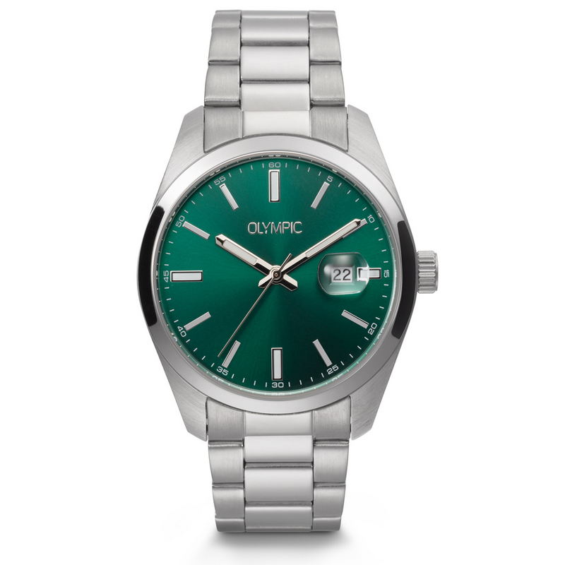 Olympic Louis Zilver en Groen Herenhorloge OL75HSS001-zoom-