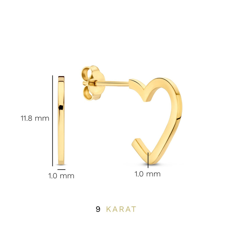 Beloro Jewels Regalo d'Amore 9 karaat gouden oorbellen set met hart BO90051-zoom-