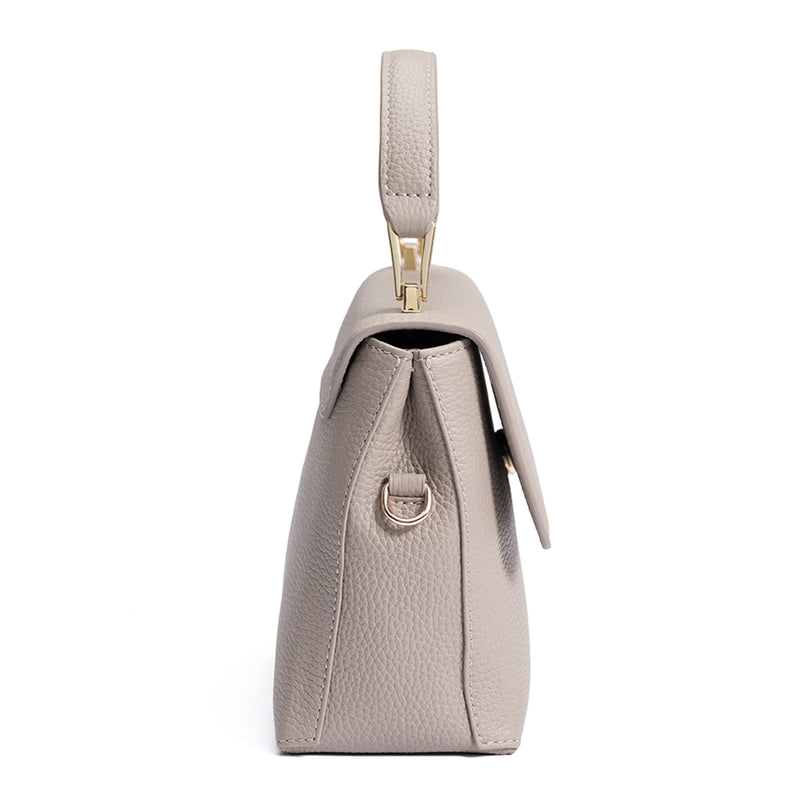 Isabel Bernard Femme Forte Heline Taupe Handtas van Kalfsleer IB21039-zoom-