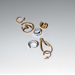 Pandora Essence Gold Plated Organically Shaped Two-tone Hoop Earrings 263880C00