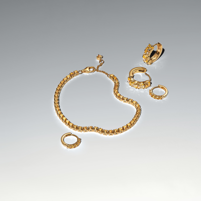 Pandora Timeless Gold Plated Sparkling Yellow Tennis Bracelet 561469C03-20-zoom-