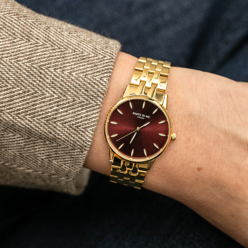 Parte Di Me Orologio rond dames horloge goudkleurig en donkerbruin PDM09047-zoom-