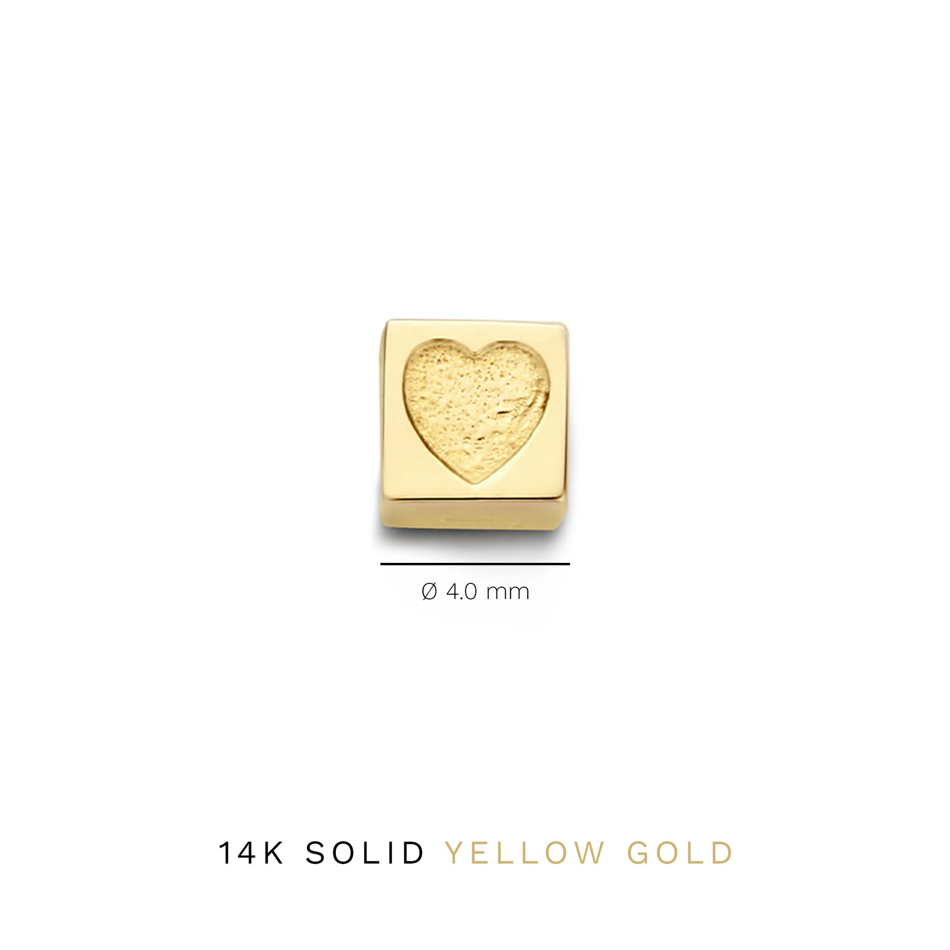Isabel Bernard Le Carré Felie 14 Carat Golden cube Charm Heart IB350044