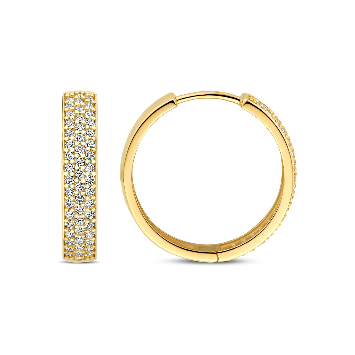 Beloro Jewels Monte Napoleone Stella 9 karat gold hoop earrings with zirconia BO360087