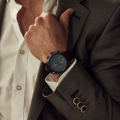 Mats Meier Grand Cornier Chrono Gunmetal/DonkerBrown Watch MM00104