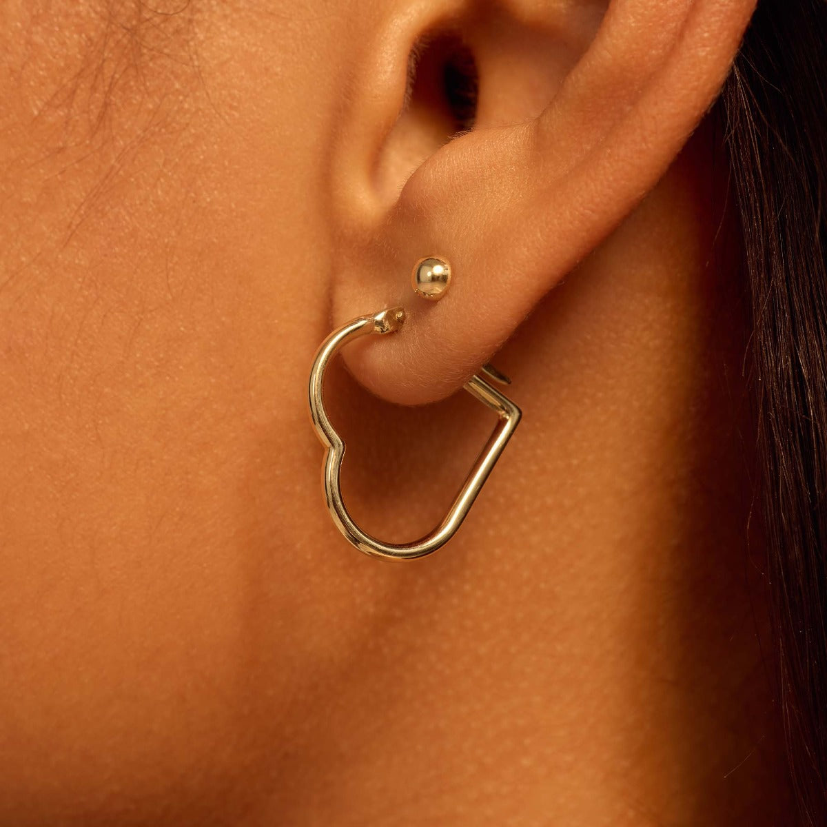 Beloro Jewels Della Spiga Luna 9 karat gold heart earrings BO360081