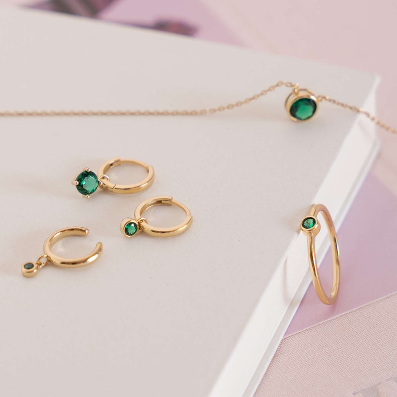 Violet Hamden Venus 925 Sterling Zilveren Goudkleurige Creolen Met Geboortesteen VH360017-MAR-zoom-