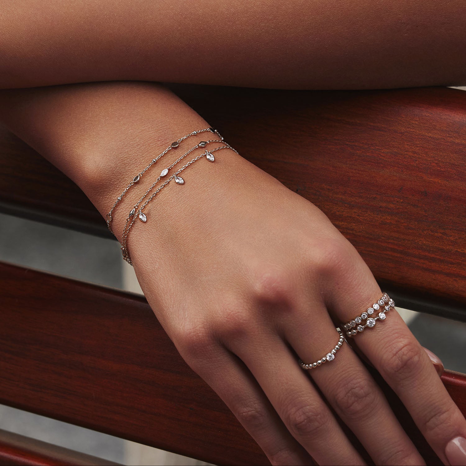 Ania Haie Melodic Poet Silver Multi Rhombus Station Bracelet S AH-B066-03H