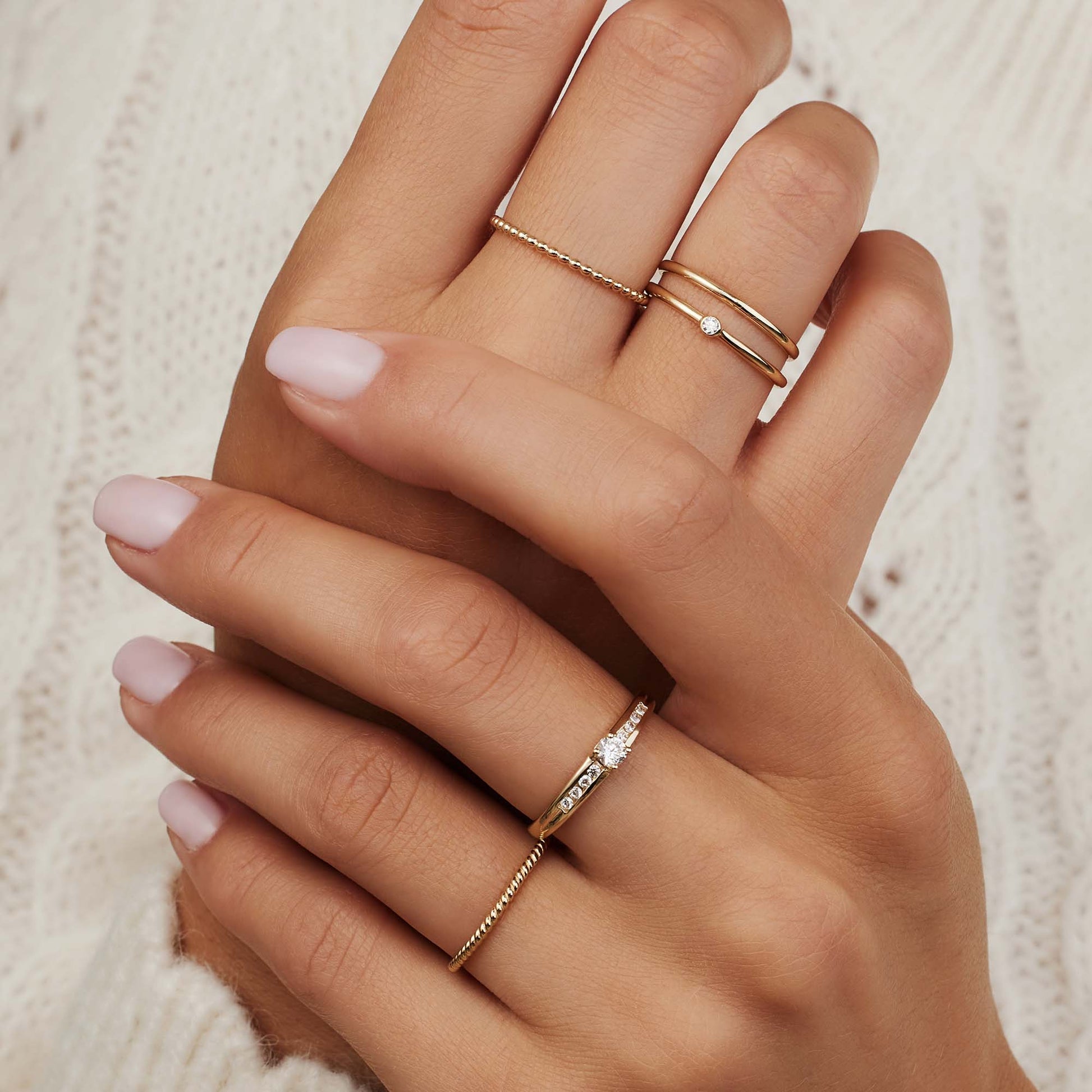 Isabel Bernard Rivoli Aélys 14 Carat Golden stacking Ring IB330076-52 (size: 52)