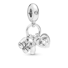 Pandora Moments 925 Sterling Silver Shoes Baby Bottle And Heart Charm 798106CZ