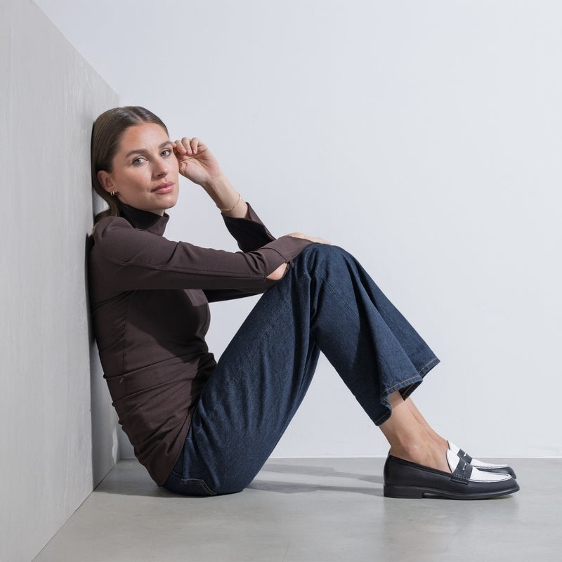 Isabel Bernard Vendôme Blandine Zwart en Wit Kalfsleren Loafers IB51015-10176-37-zoom-