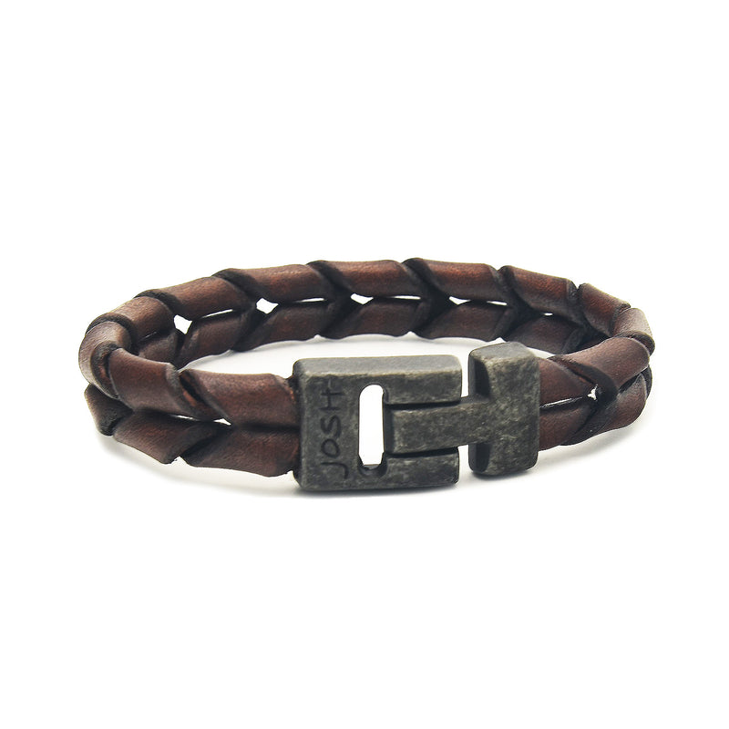 Josh Leather Bracelet 09284-BRA-VB/BROWN/L-1-zoom-