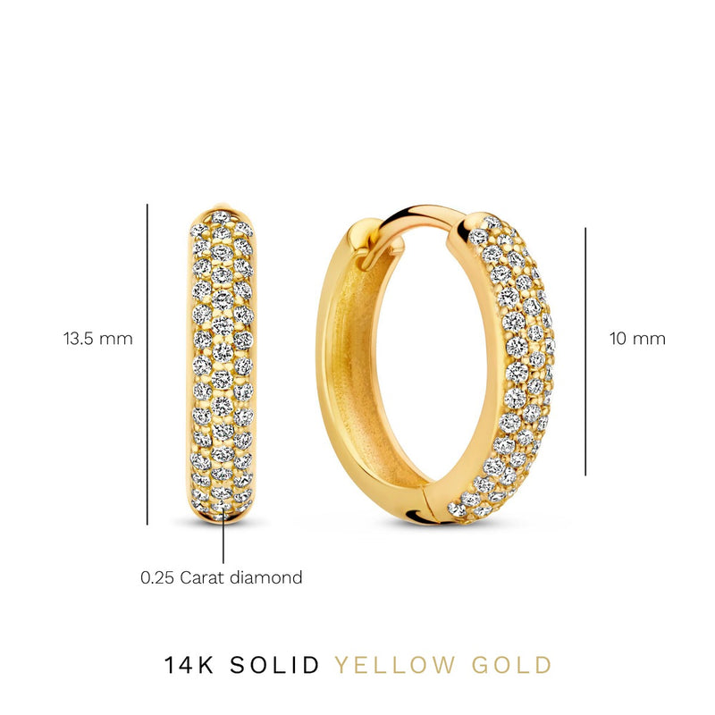 Isabel Bernard De la Paix Laure 14 karaat gouden oorringen met Diamant 0.25 karaat IBD360030-zoom-