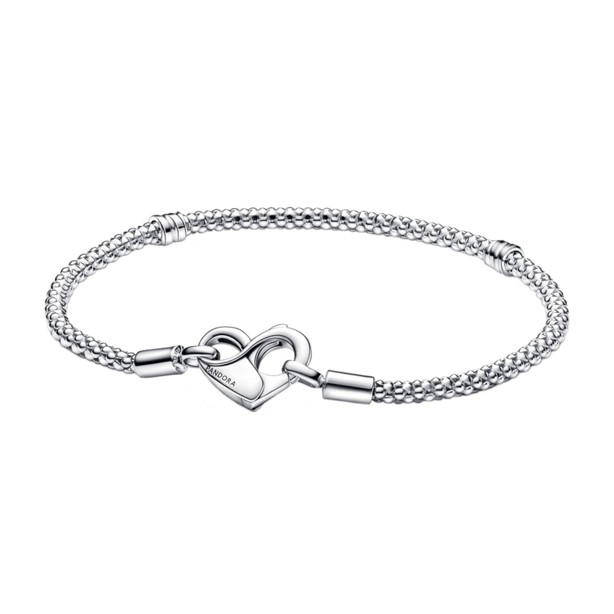 Pandora Moments 925 Sterling Silver Heart Claps Bracelet 592453C00-17