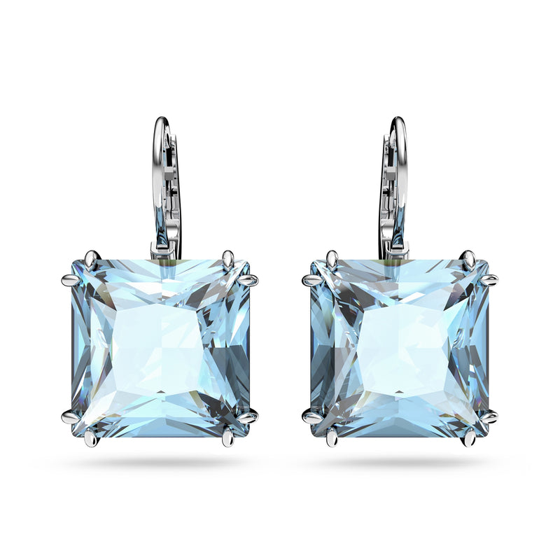 Swarovski Silver-coloured Drop Earrings with Blue Crystal 5619472-zoom-