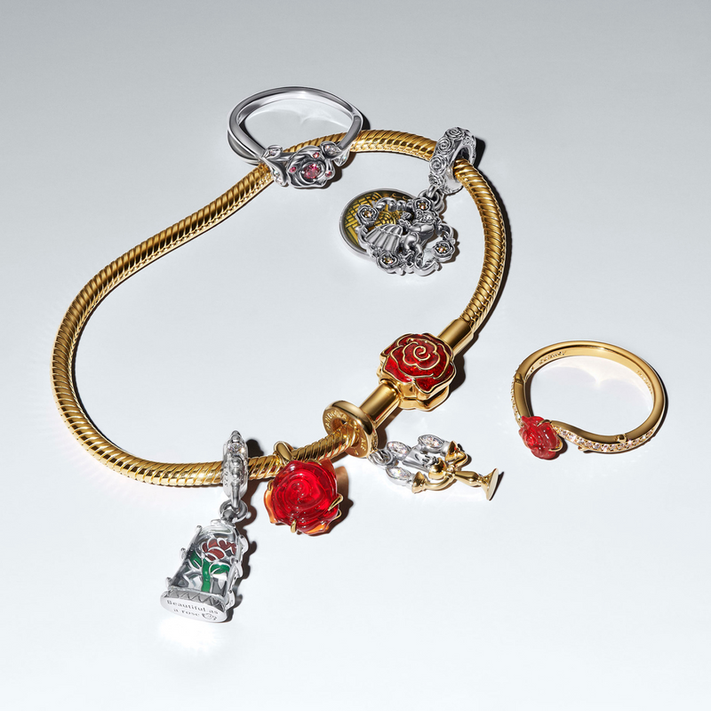Pandora Collabs Gold Plated Disney Beauty and The Beast Rose 764018C01-zoom-