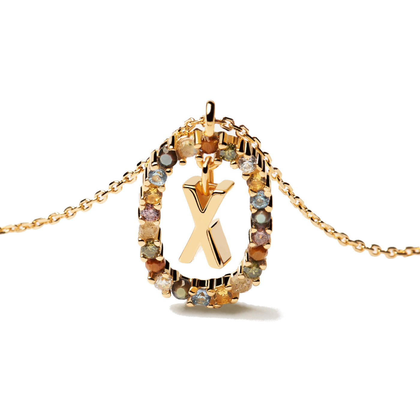 P D Paola 925 Sterling Silver Gold-coloured Letter V Necklace CO01-281-U